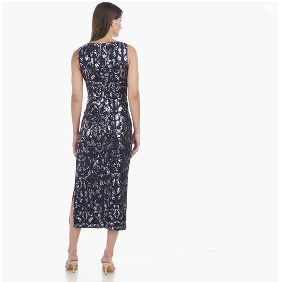 JS Collections Annie Draped Tea Length Dress NWT - Picture 4 of 14